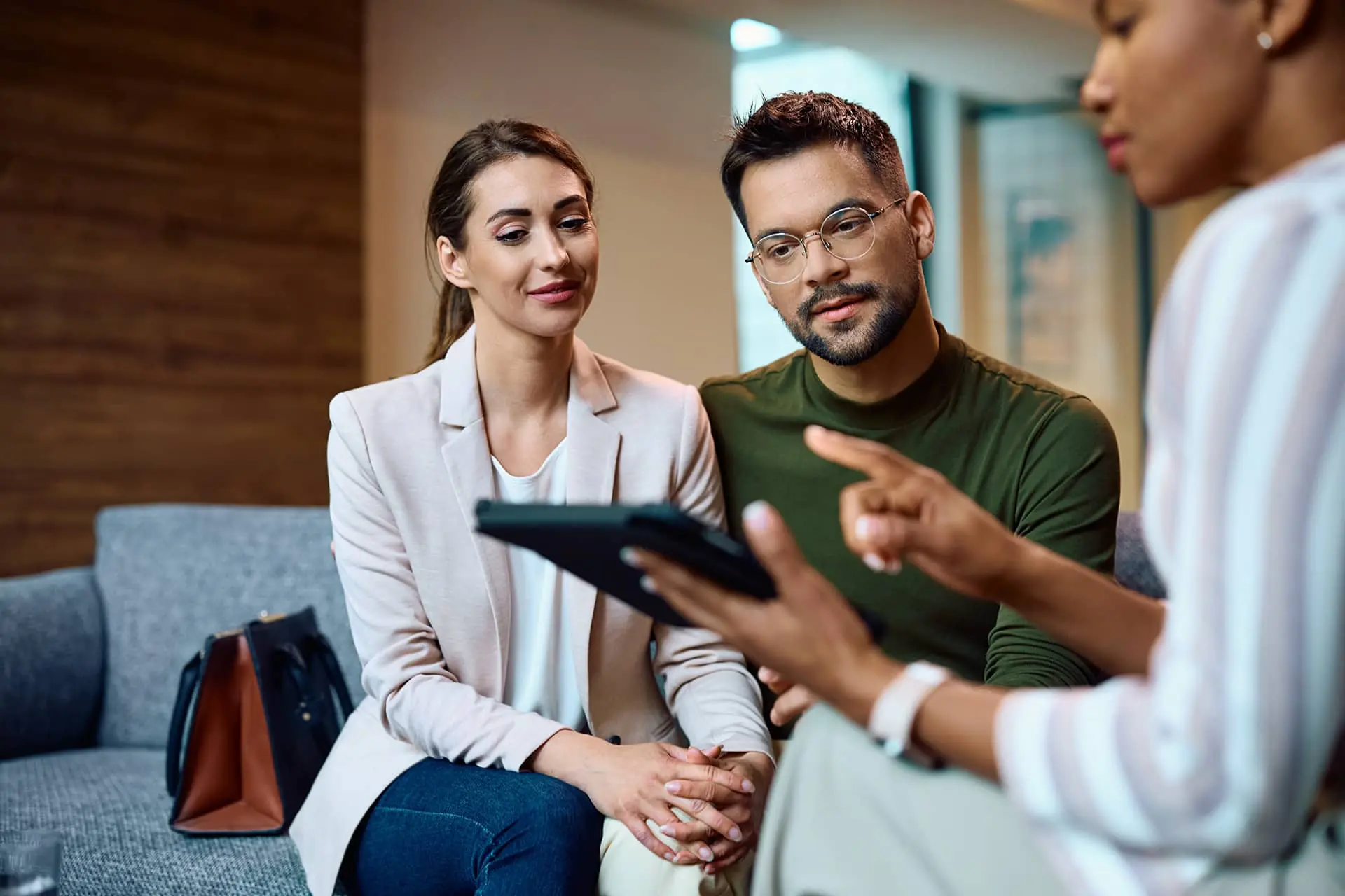 Young Couple having talks with insurance agent
